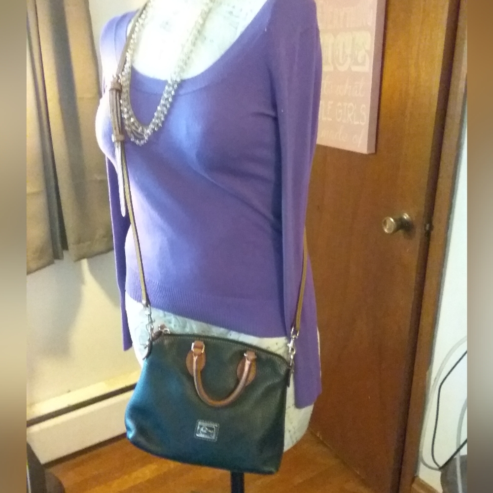 Dooney Bourke Pebble Satchel Crossbody w/Strap Leather Black /Brown Handles EUC - Picture 11 of 14